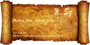 Matejko Szorina névjegykártya
